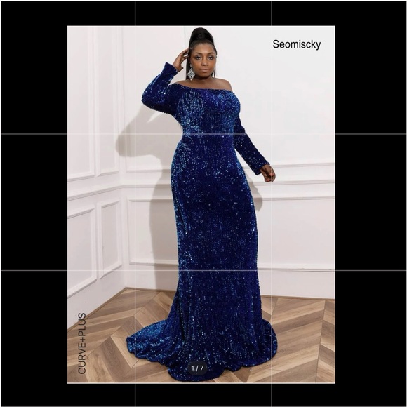 Shein Dresses | Blue Sequin Dress | Color: Blue | Size: 3X | Closetfindsbyc's Closet